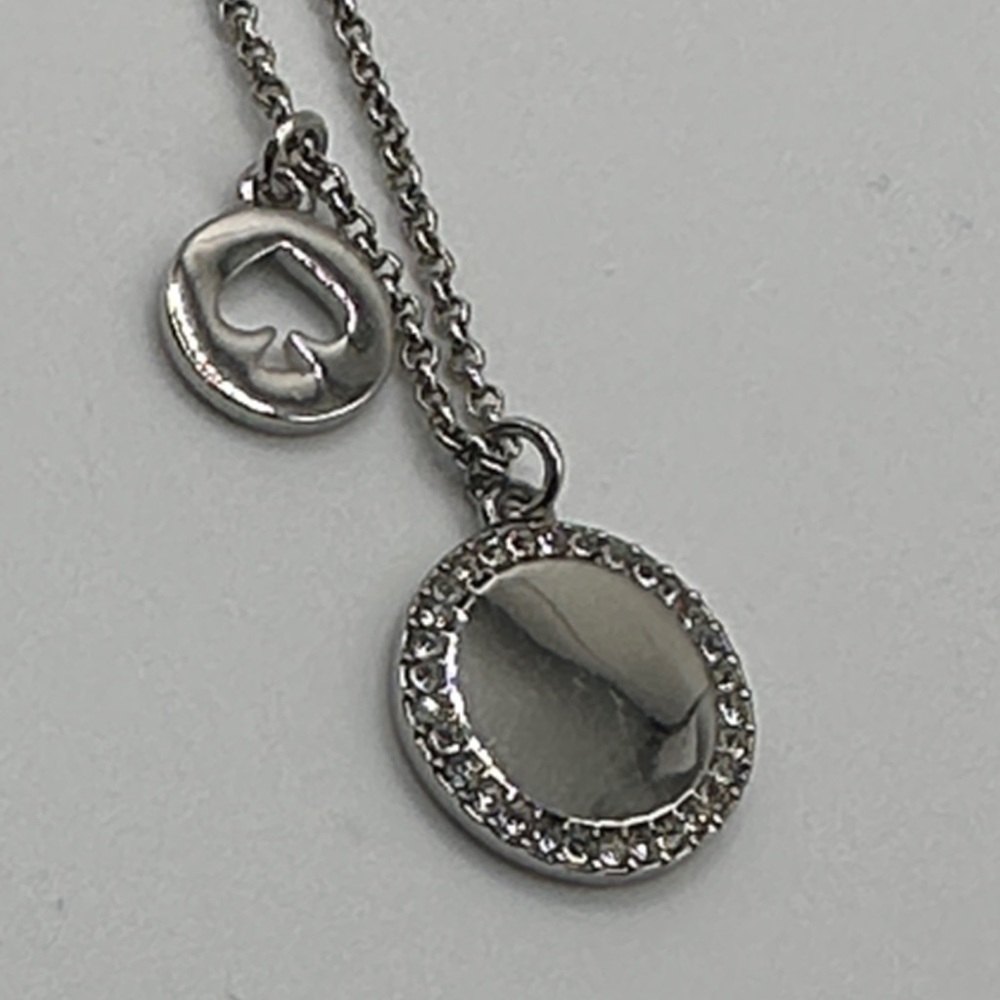 Kate Spade Silver Crystal Halo Pendant Necklace “Spot the Spade”♠️